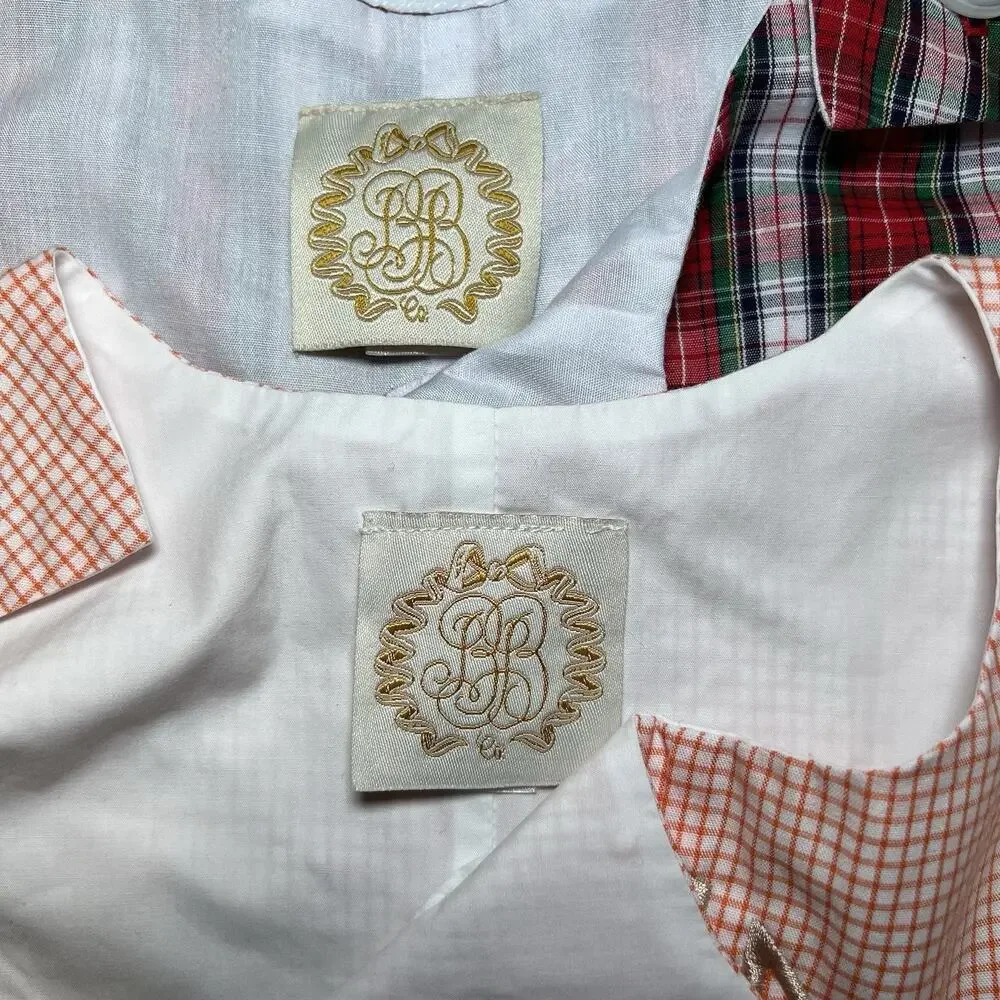 Beaufort Bonnet Embroidered JPE Lot Of Two Gingham Jack‎ Keene Jon Jon Overalls